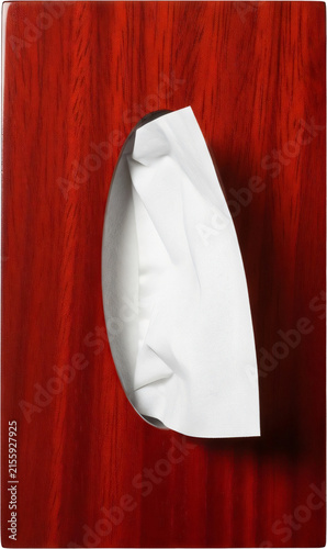 Mahogany Finish Wooden Tissue Box Holder with Soft White Tissue