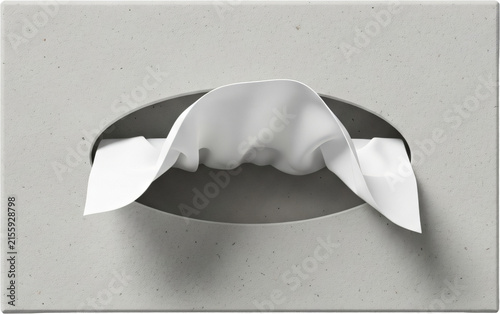 Modern Minimalist Concrete Tissue Box with Single White Paper Napkin