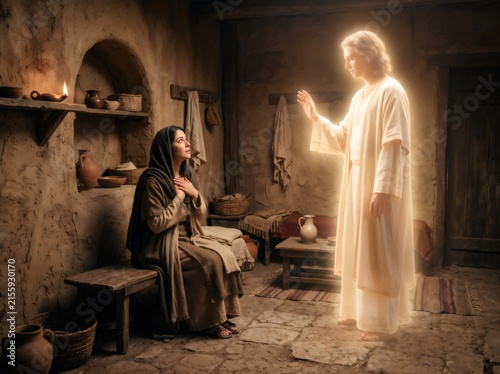 Angel Gabriel announcing to Mary the birth of Jesus