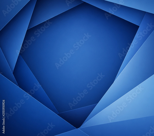 Cuadro en lienzo Futuristic Abstract Blue Geometric Background with Triangles, Diamond Shapes, Gl