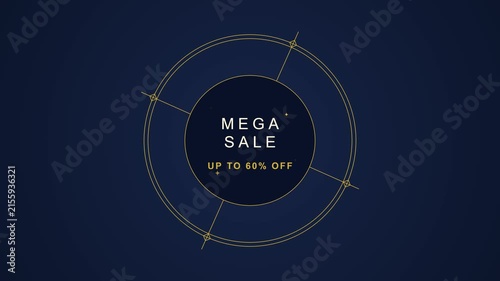 Minimalist Luxury Mega Sale Promotion Motion Graphic with Golden Circular Elements.