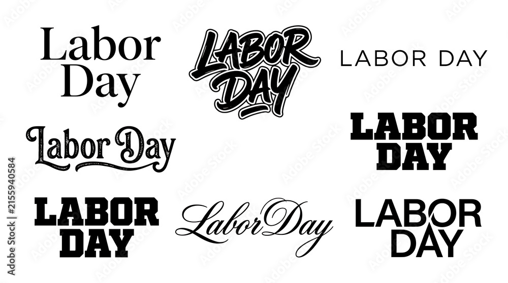 Fototapeta premium Labor Day Typography Lettering Collection in Various Font Styles