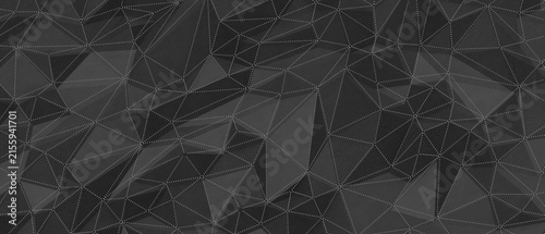 Quadro su tela Dark grey abstract geometric pattern with low poly and triangulation effect for modern design