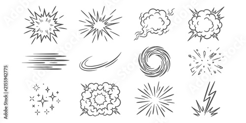 Hand Drawn Explosive and Abstract Line Art Collection.