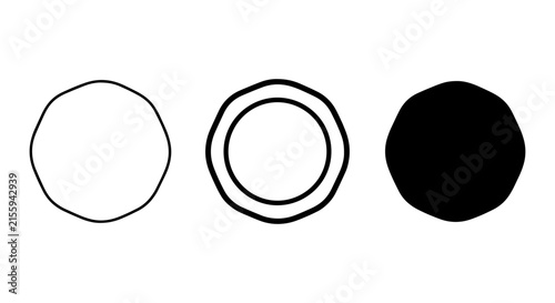 Abstract Organic Circles, Wavy Rings, Solid Dot Vector Icons. Minimalist Geometric Shapes for Design.