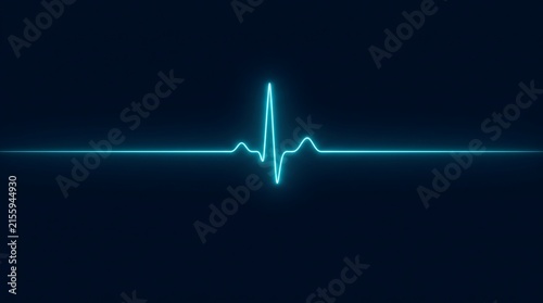 Glowing cyan heartbeat pulse line on dark background representing medical monitor or digital energy wave