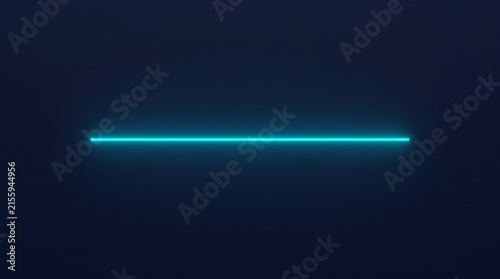 Glowing Cyan Blue Neon Laser Line on Dark Background Abstract Minimalist 3D Render Geometry