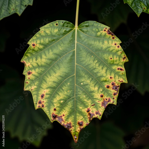Diseased green leaf with ye...