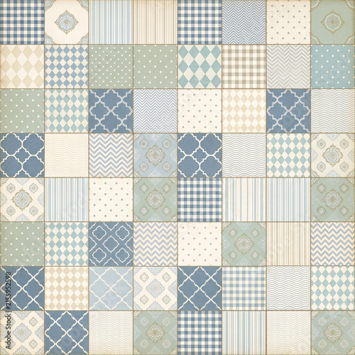 Retro Seamless Backgrounds Baby Boy Scrapbook Paper Vintage Blue and Cream Decorative Pattern