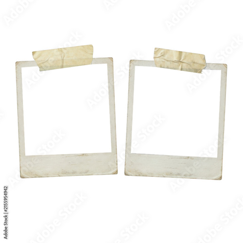 Two vintage polaroid photo frames taped with masking tape