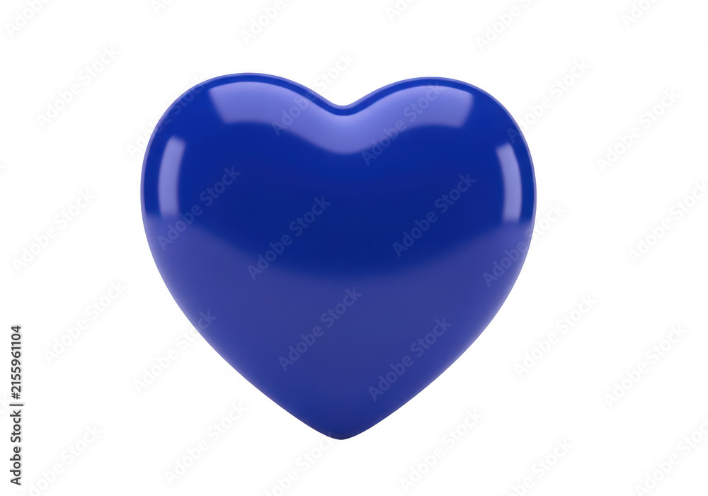 Fototapeta premium A glossy blue heart shape is displayed on transparent background