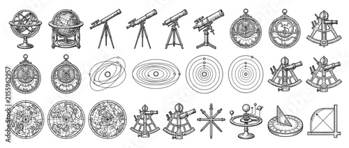 Vintage Scientific Instruments Collection Isolated