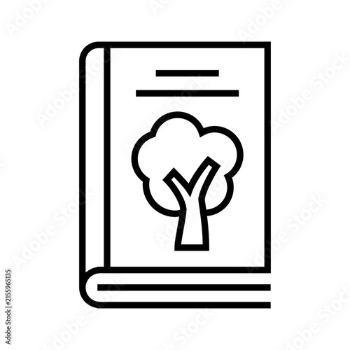 Biology botany textbook with tree illustration vector line icon