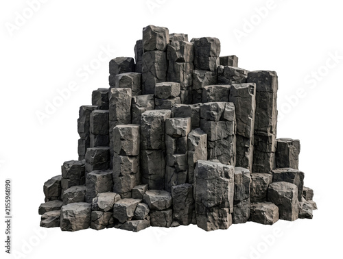 Fotografía Natural basalt columns formation with sharp geometric shapes and rough texture