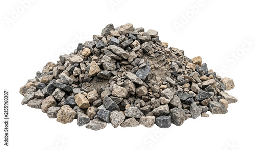 Fotografía Pile of rough aggregate gravel and crushed stone for construction and landscapin