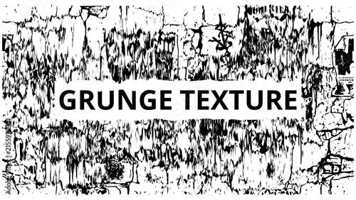 Black and White Grunge Texture Background with Drip Distressed Pattern