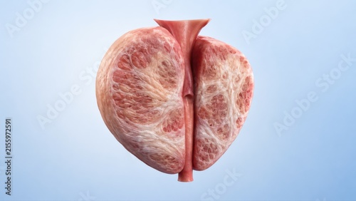 Prostatic fibrosis shown in premium clinical CGI with dense scar tissue replacing normal glandular architecture on a clean medical background.