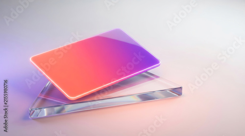 Gradient payment card on glass surface purple