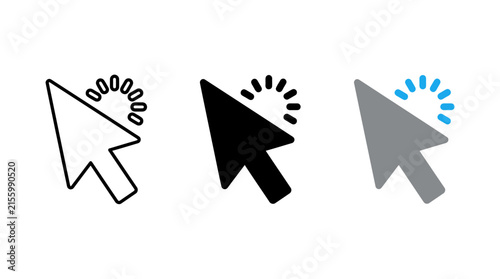 Photography Mouse cursor arrow and loading spinner dot icon set with computer interface indi