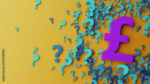 Konstfotografi Pound Symbol Among Question Marks Representing Currency Uncertainty And Financia