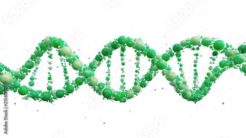 Colorful DNA Double Helix Made of Spheres. Molecular Genetics Visualization and 3D Science Concept