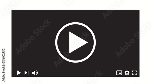 Play button on black video player interface