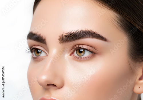Close up of woman with professionally groomed eyebrows and clean skin