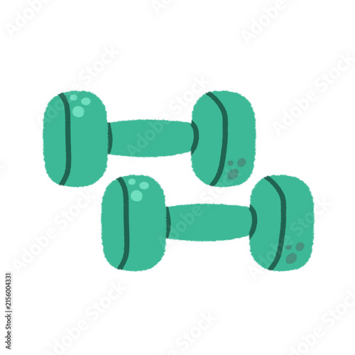 Illustration of cute green dumbbell isolated on white background