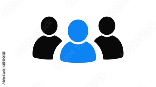 Three stylized social media profile user icons animation on white background.