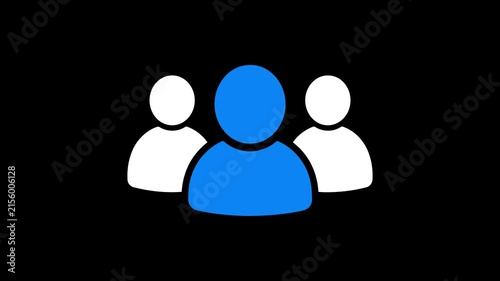 User icon motion animation of a group forming on a solid black background