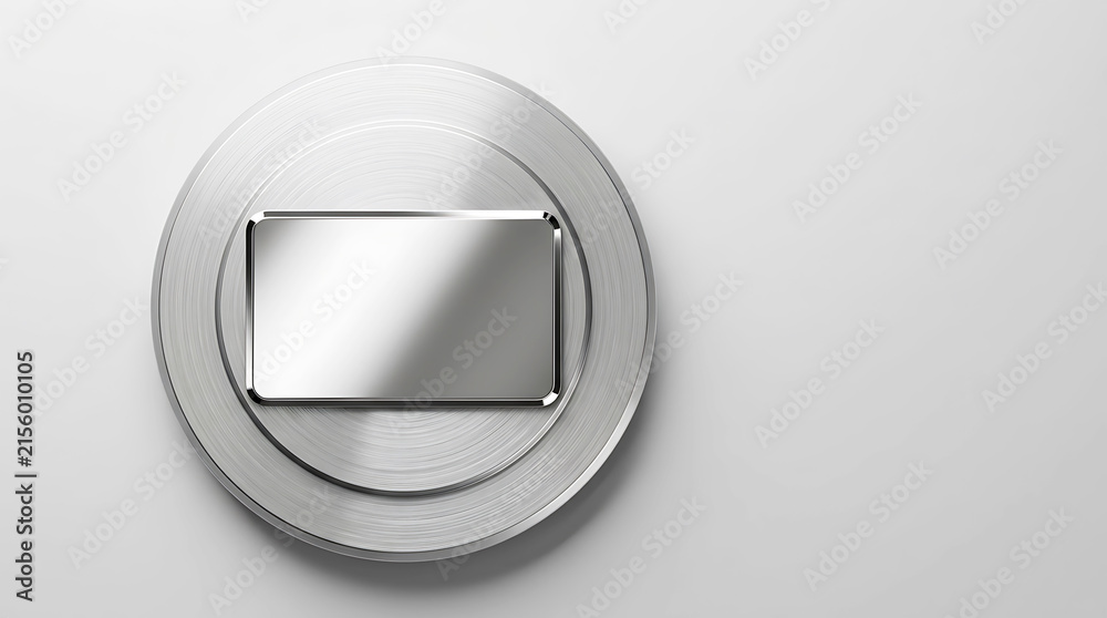 Obraz premium Chrome payment card floating on reflective platform