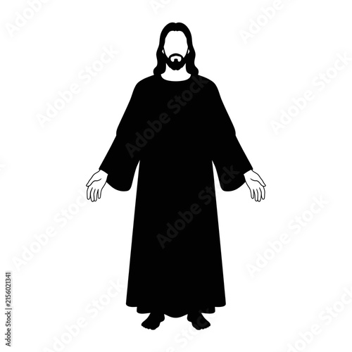 Sleek Black Silhouette of a Robed Figure with Arms Outstretched and Hooded Head with high quality professional line art symbols for modern creative design and digital branding projects