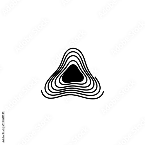 Sleek Minimalist Black and White Contour Line Art of a Triangular Mountain or Hill with Gradient Layers