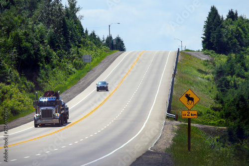 Canadian road with a ‘Beware of Moose’ sign