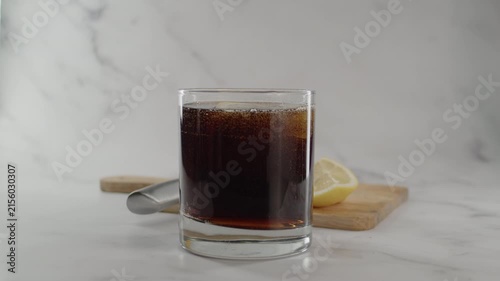 Adding more soda in glass. Original sound. 24fps. Prores 422HQ