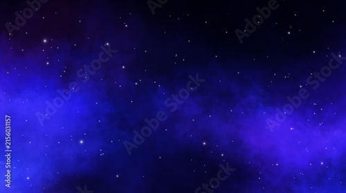 Bild auf Leinwand Magical Midnight Starry Sky | Blue Cosmic Background with Sparkling Stars