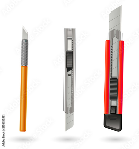Fotografie Utility knife and box cutter on transparent background
