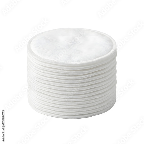 Soft white cotton pads for skincare, stack of round cosmetic cotton discs, absorbent makeup remover pads for beauty care isolated PNG with Transparent Background
