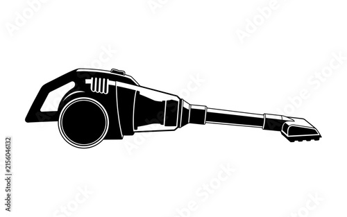 Black silhouette of a handheld vacuum cleaner on a white background