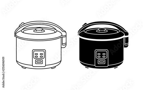 Rice cooker silhouette on a white background two variations shown