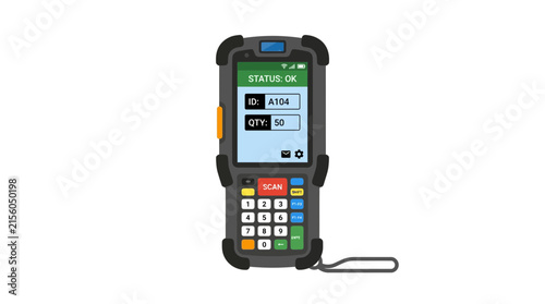 Handheld Barcode Scanner Device, Inventory Management Tool Isolated