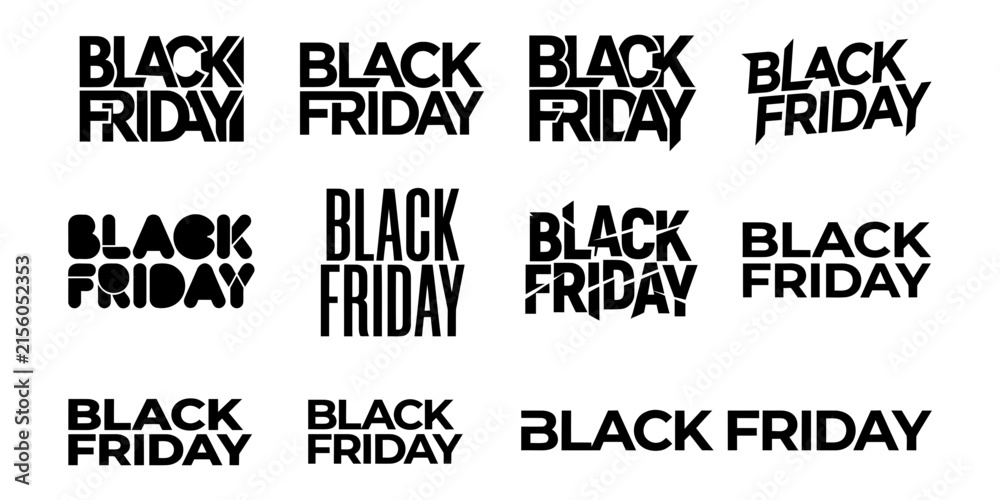 Obraz premium Set of black friday logos and typography designs