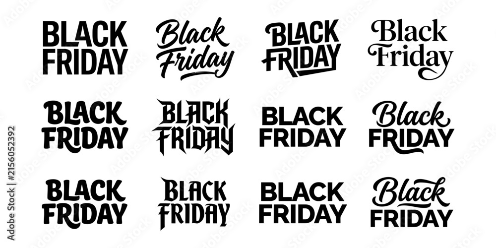 Obraz premium Set of various black friday typography and logo styles