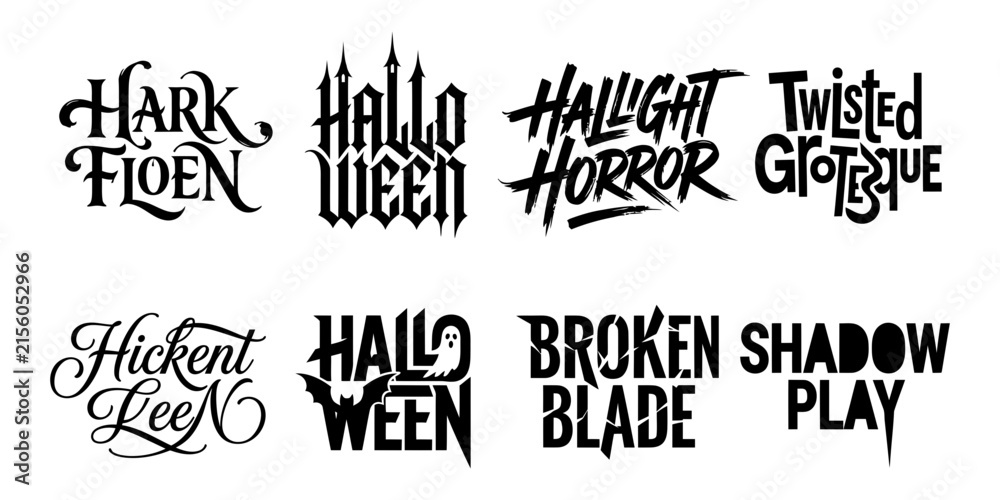 Obraz premium Set of halloween themed typography and horror style lettering logos