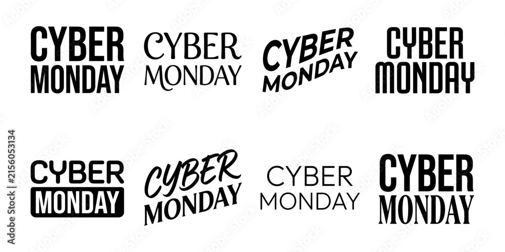 Fototapeta premium Set of cyber monday typography logos