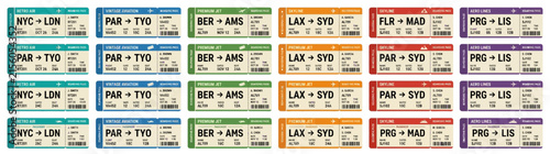 Multiple Airline Tickets Isolated Transparent Background Travel Concept