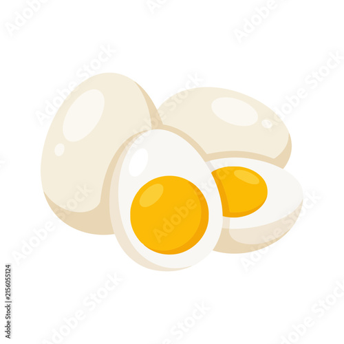 Boiled eggs isolated on white background