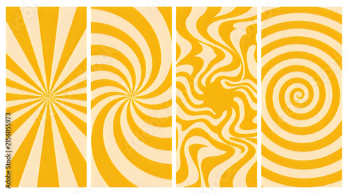 Colorful abstract swirls and waves pattern with yellow orange and pink curves