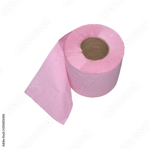 Pink toilet paper roll unwinding with soft texture against a luminous setting