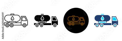 Four Different Styles of Oil Tanker Truck Icons